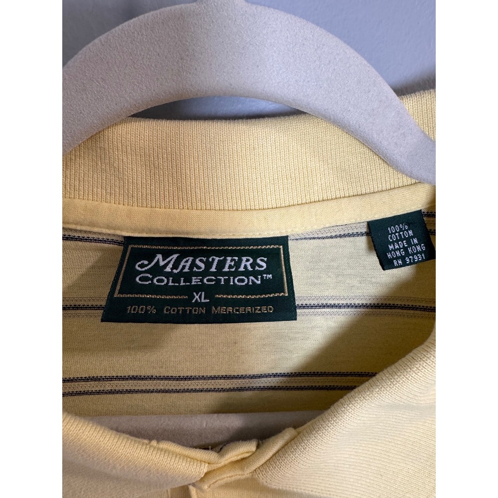 Masters Collection Mens XL Yellow Stripe Golf Polo Shirt Mercerized Cotton - Picture 2 of 4